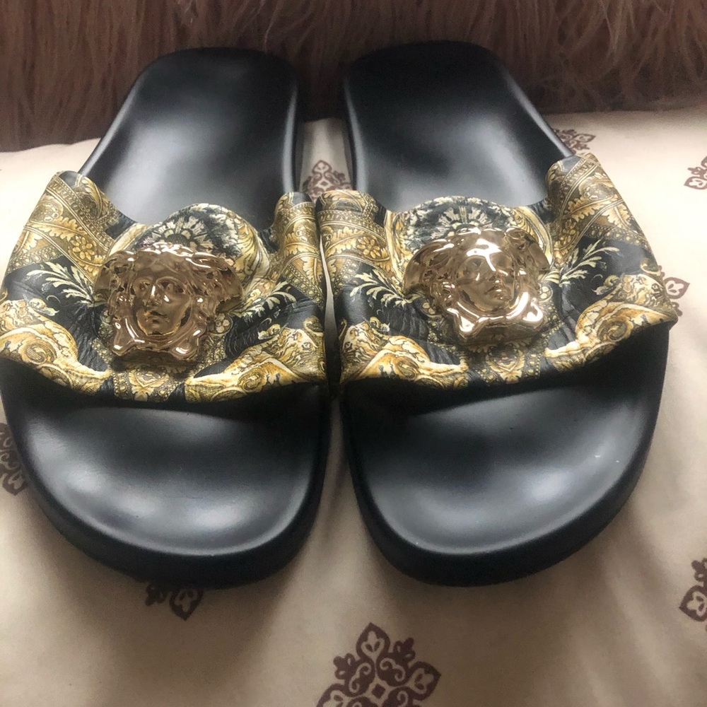 Versace Barocco Print Palazzo Slides